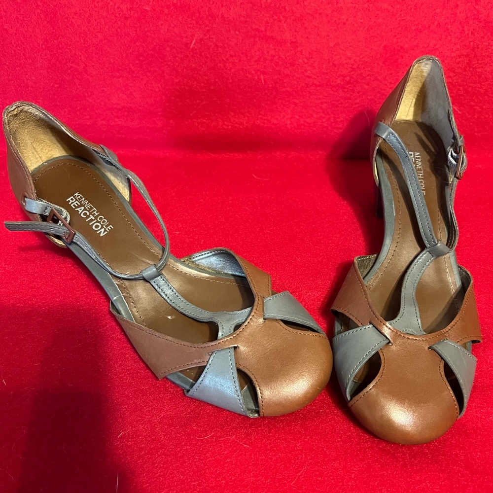 Kenneth Cole Reaction Leather UCube Sandals Brown/Gray Size 8